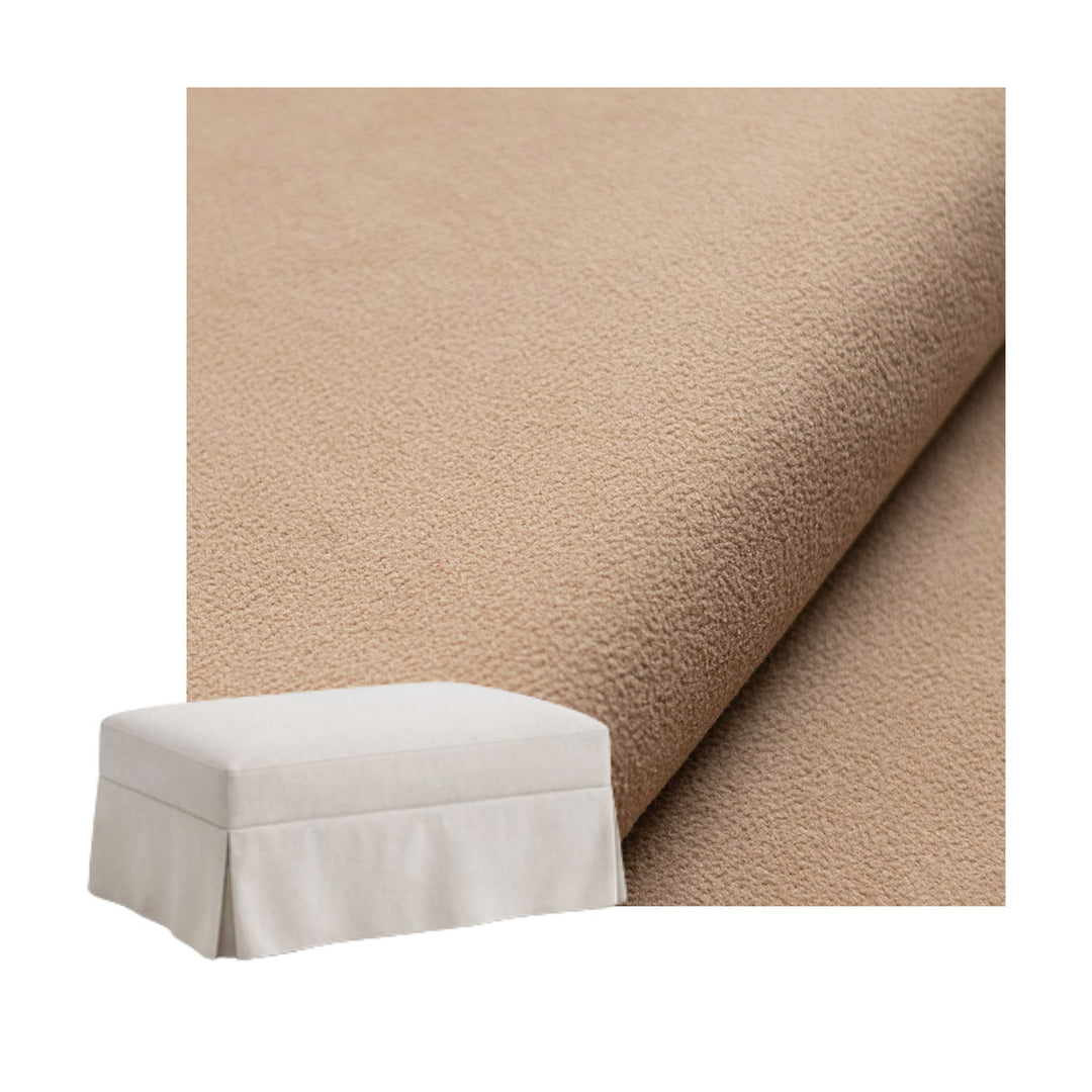 Extra Soft Beige Velour Custom Ottoman Slipcover