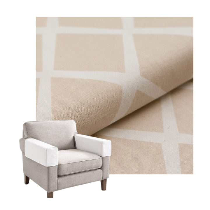 Lattice Beige Canvas Custom Armrest Cover