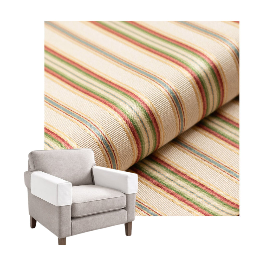 Ivory & Sage Stripe Custom Armrest Cover