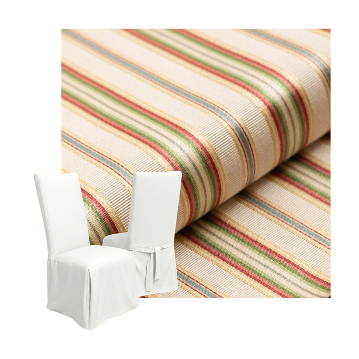 Ivory &amp; Sage Stripe Custom Dining Chair Cover