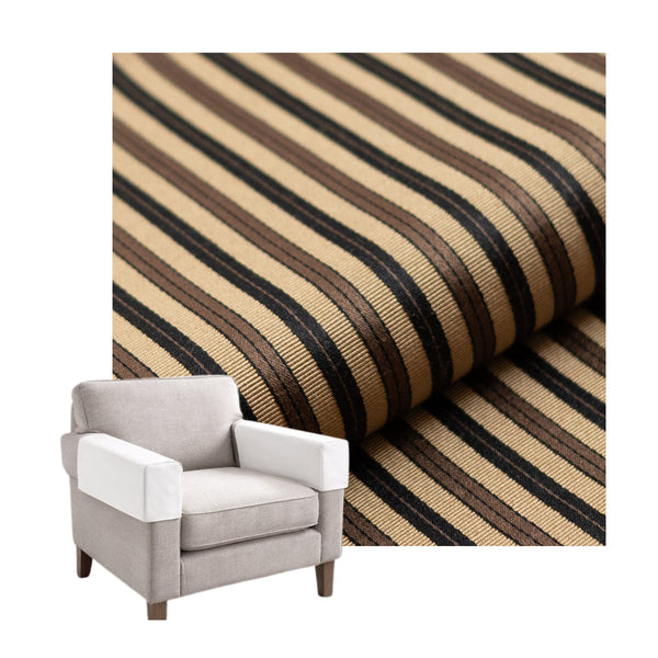 Espresso & Flax Stripe Custom Armrest Cover