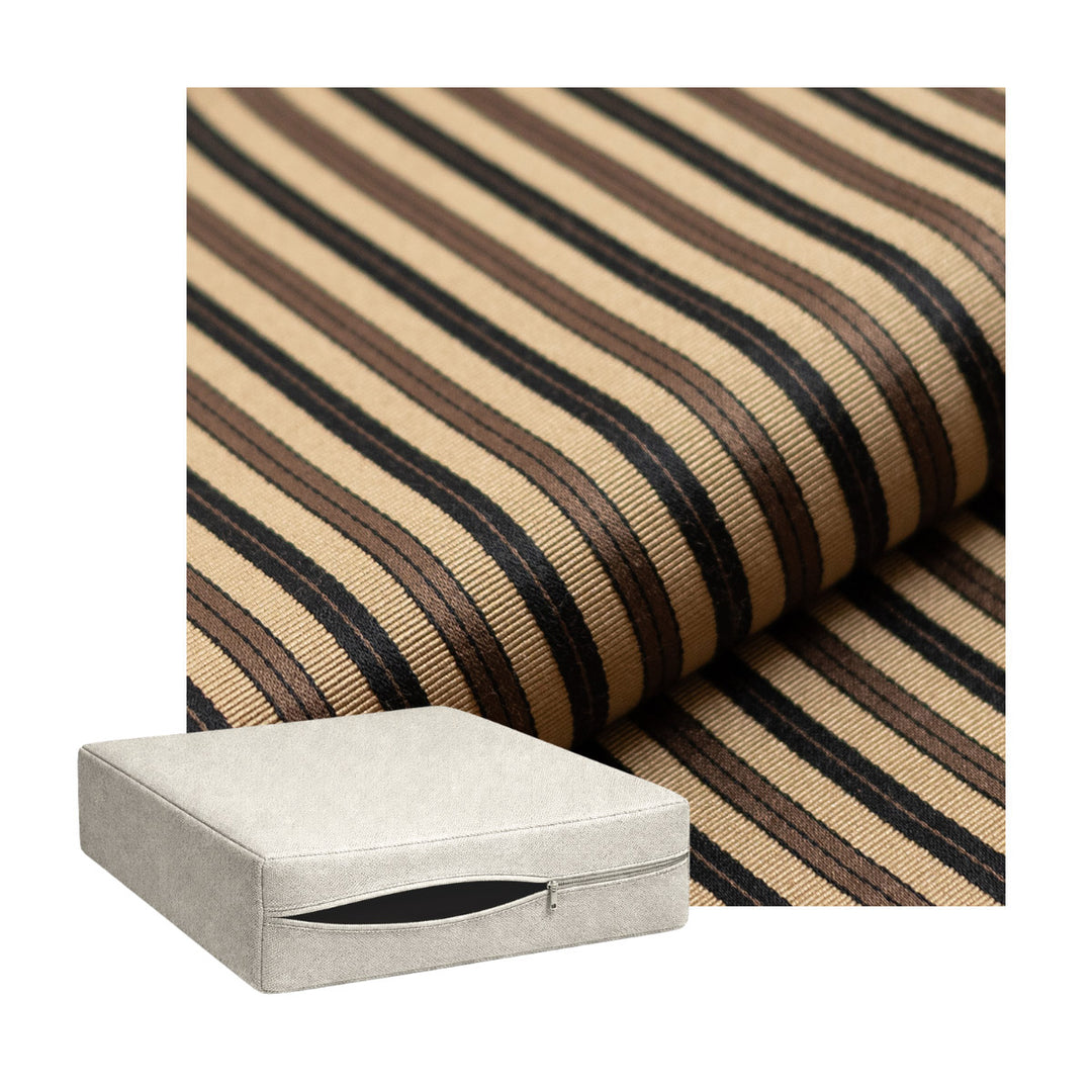 Espresso & Flax Stripe Custom Cushion Cover
