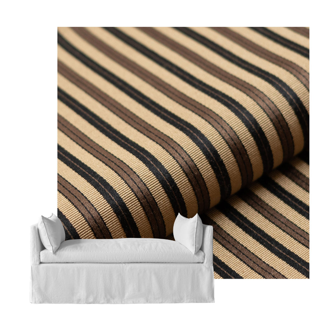 Espresso & Flax Stripe Custom Daybed Cover
