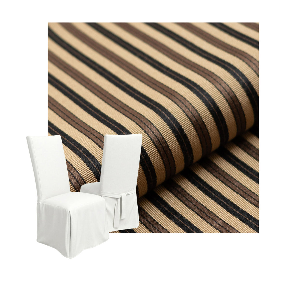 Espresso &amp; Flax Stripe Custom Dining Chair Cover