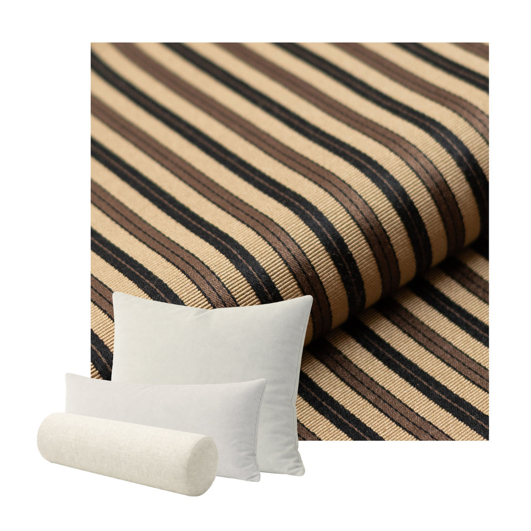 Espresso & Flax Stripe Custom Pillow Cover