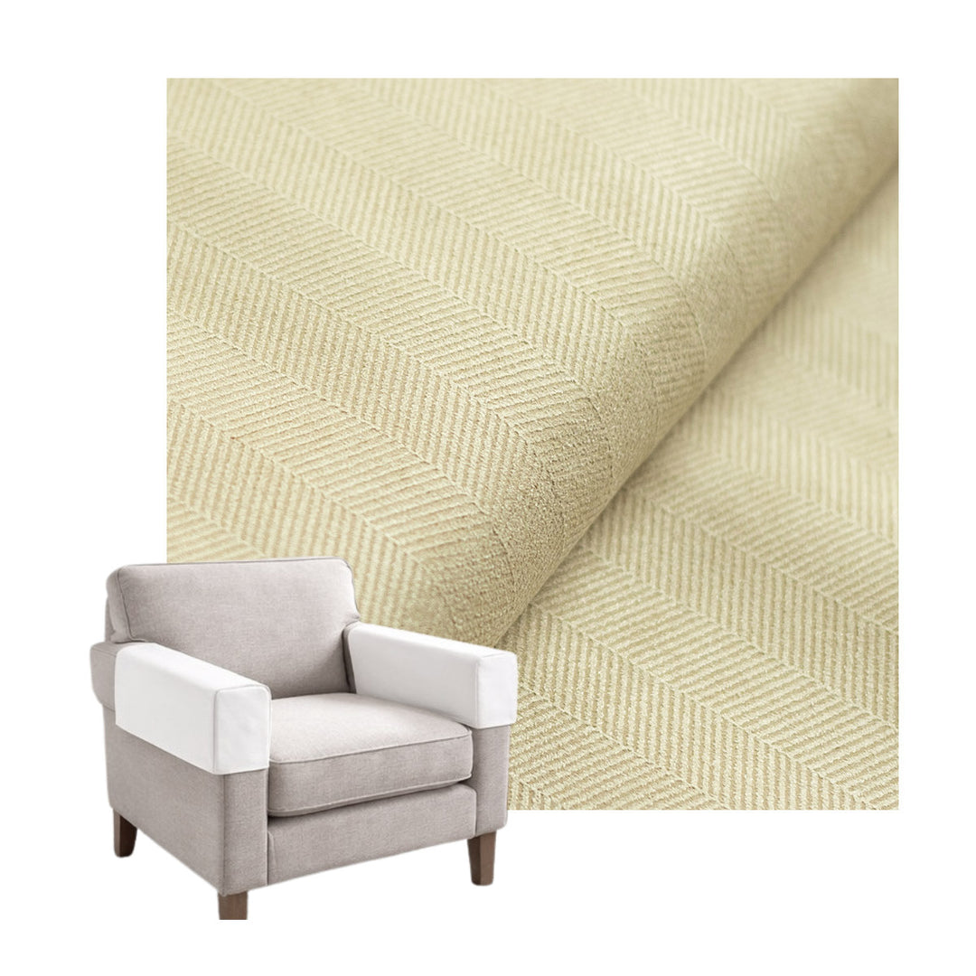 Warm Ivory Herringbone Custom Armrest Cover