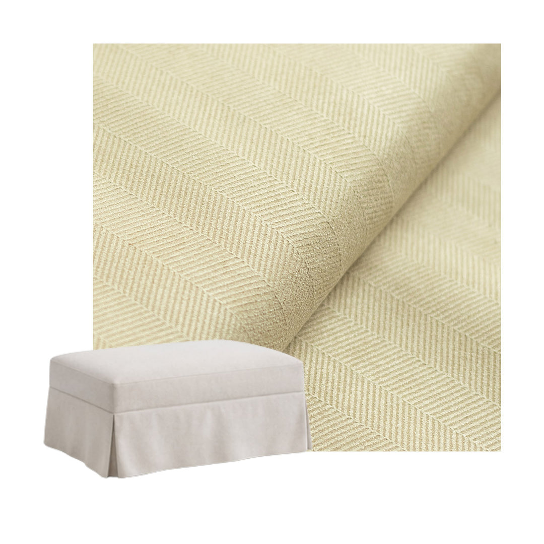 Warm Ivory Herringbone Custom Ottoman Slipcover