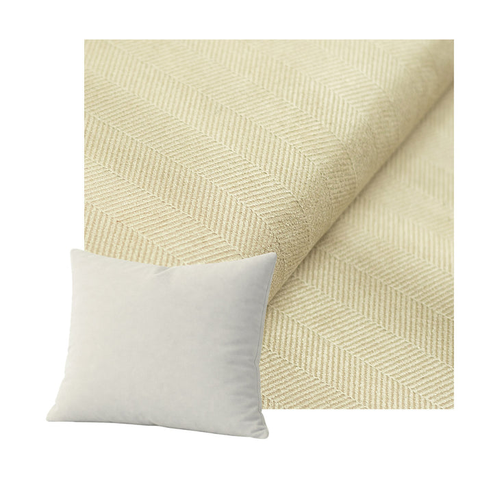 Warm Ivory Herringbone Throw Pillow