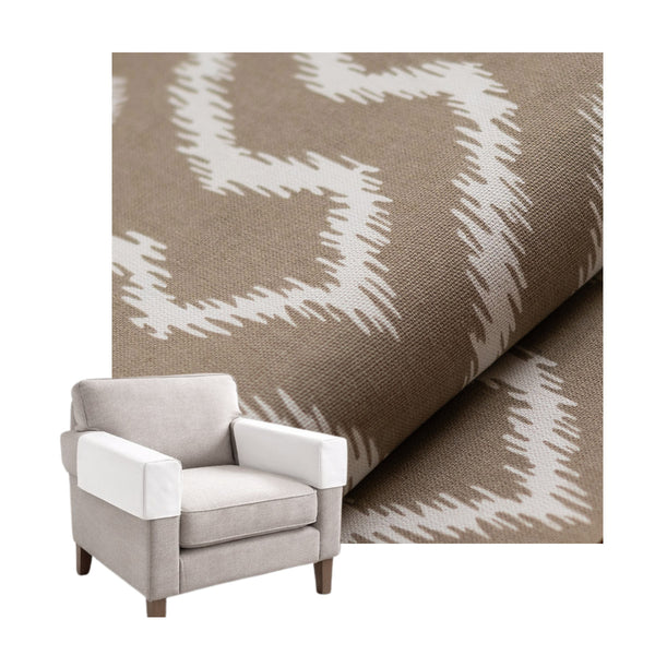 Taupe Geometric Print Canvas Custom Armrest Cover