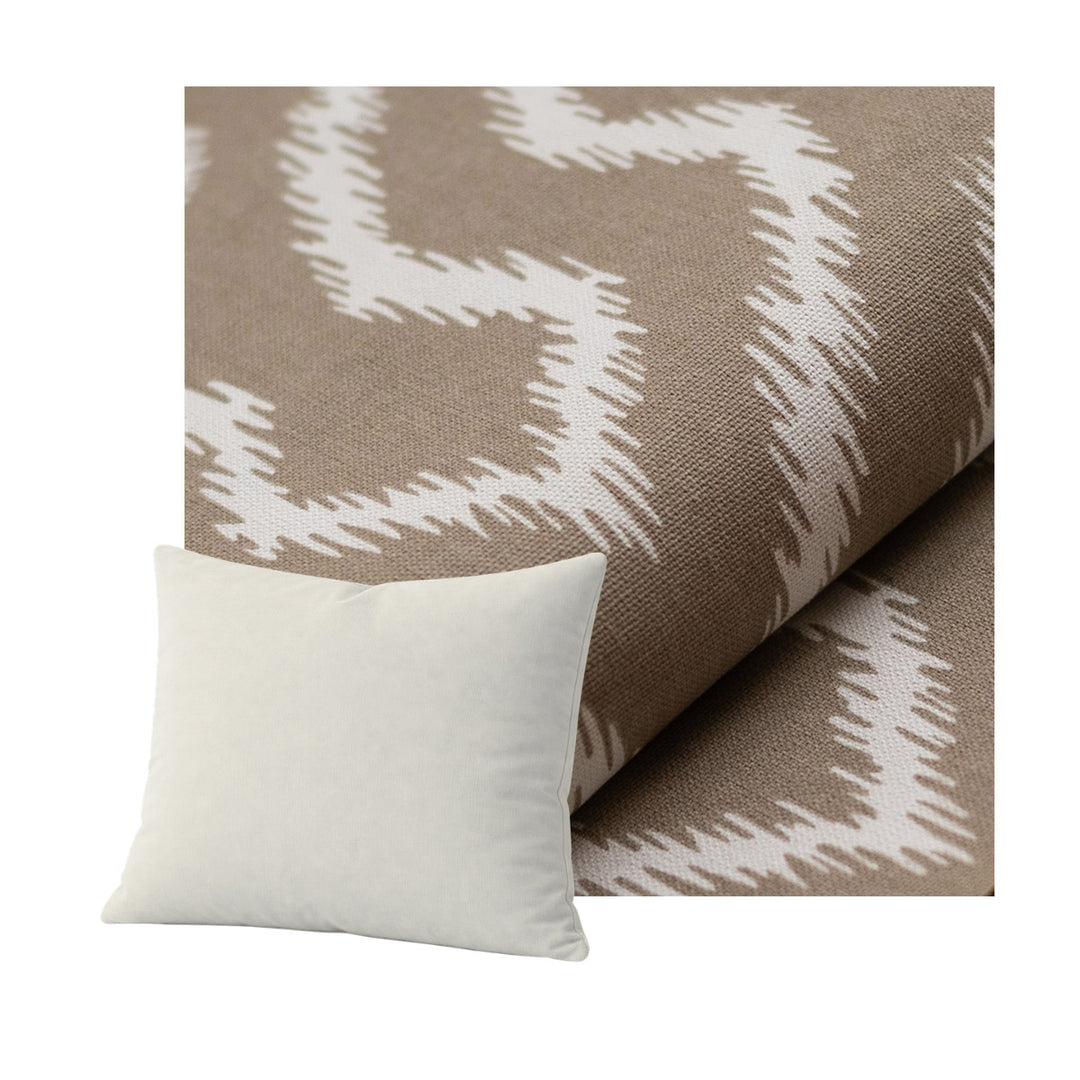 Taupe Geometric Print Canvas Throw Pillow