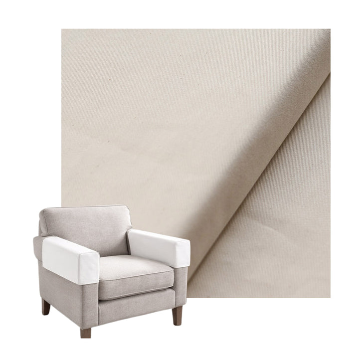 Natural White Canvas Custom Armrest Cover