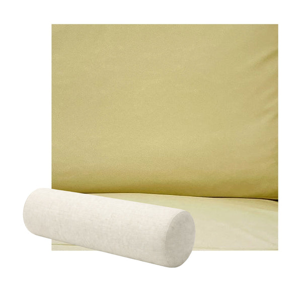 Pale Yellow Faux Leather Bolster Pillow