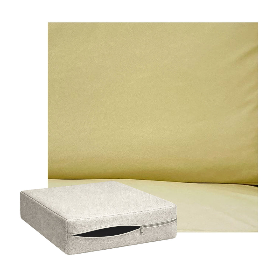 Pale Yellow Faux Leather Custom Cushion Cover