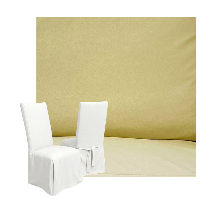 Pale Yellow Faux Leather Custom Dining Chair Cover