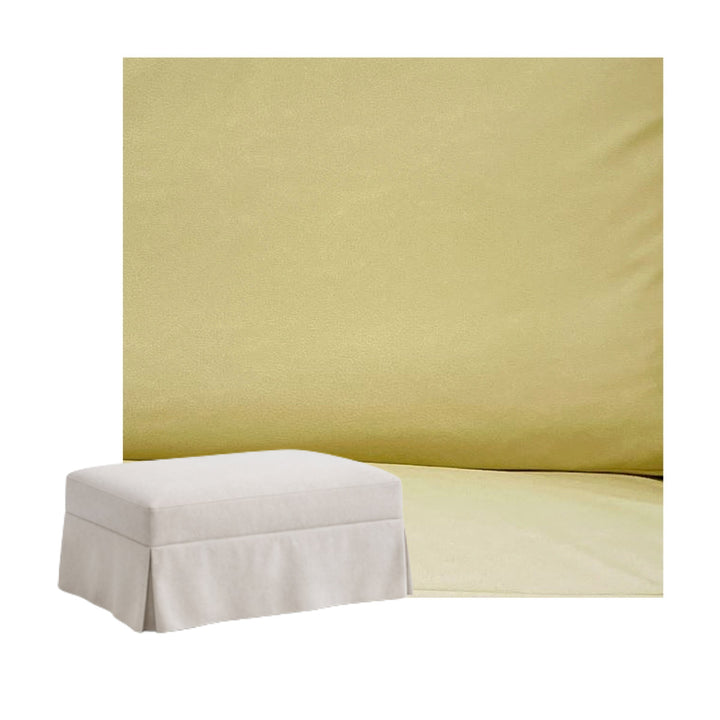 Pale Yellow Faux Leather Custom Ottoman Slipcover