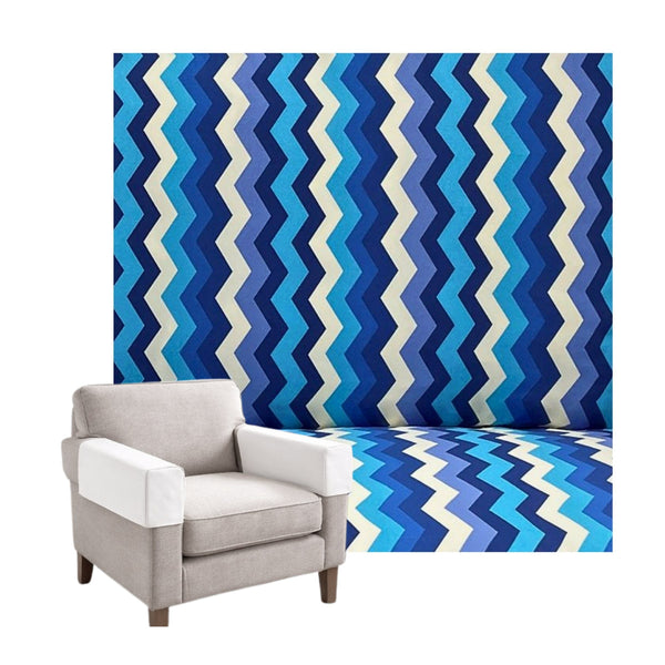 Blue & Cobalt Chevron Custom Armrest Cover