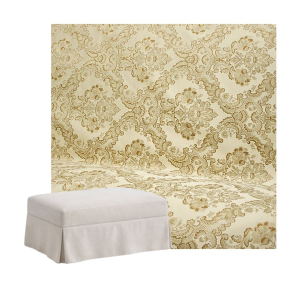 Vintage Gold Floral Damask Custom Ottoman Slipcover