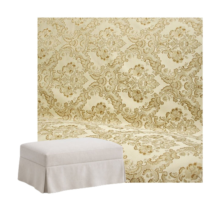 Vintage Gold Floral Damask Custom Ottoman Slipcover