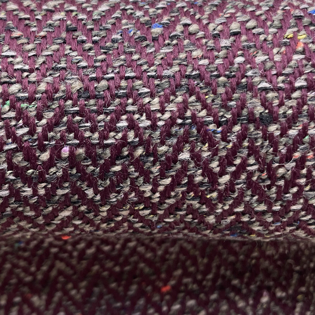 Close-up fabric swatch of Ruby Cheer Premium Weave, a deep ruby red heavyweight upholstery weave