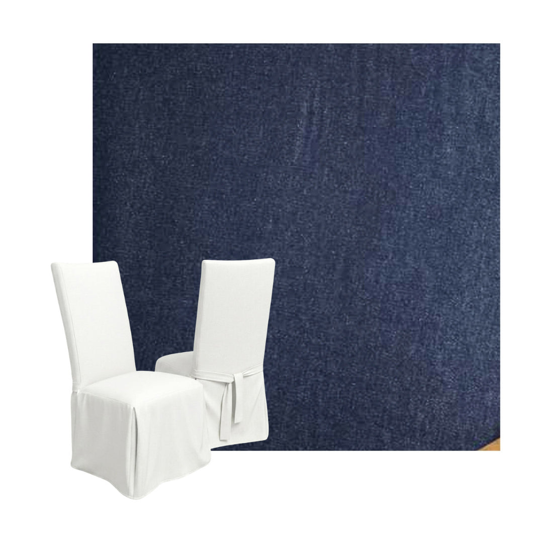 Blue Denim Canvas Custom Dining Chair Cover