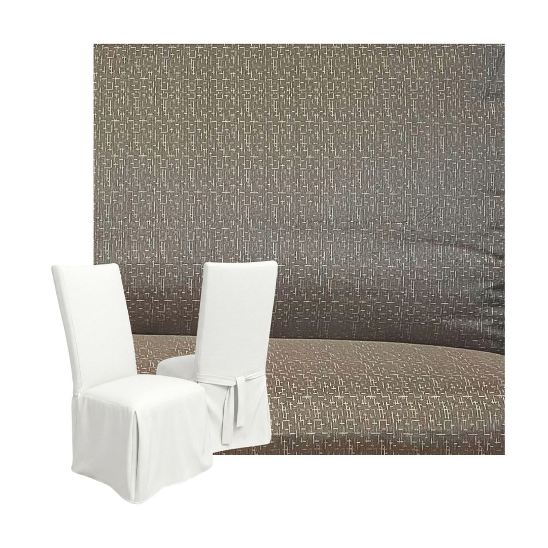 Silky Greige Bamboo Blend Custom Dining Chair Cover