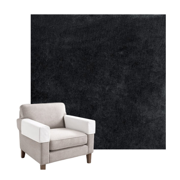 Ultra-soft Charcoal Black Chenille Custom Armrest Cover