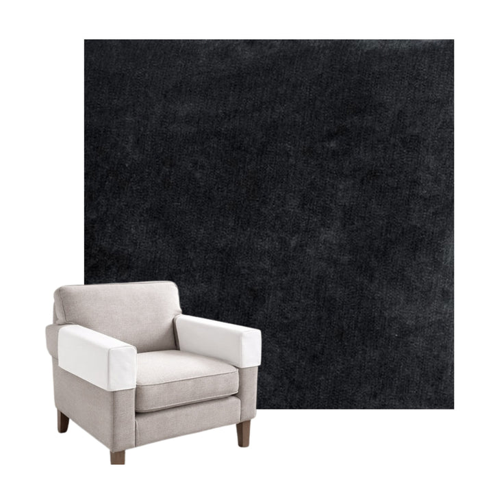 Ultra-soft Charcoal Black Chenille Custom Armrest Cover