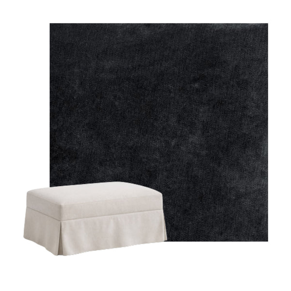 Ultra-soft Charcoal Black Chenille Custom Ottoman Slipcover