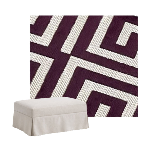 Art Deco Plum Custom Ottoman Slipcover
