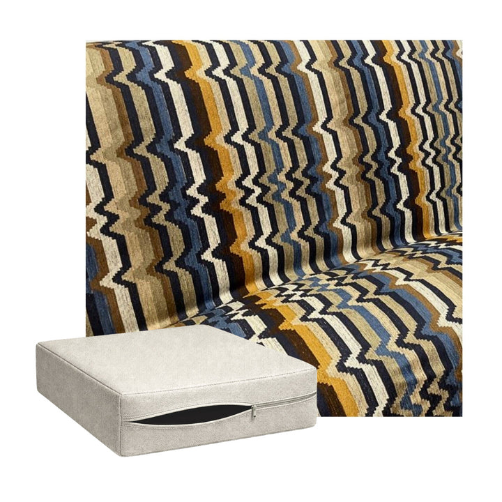 Ultra-soft Blue &amp; Tan Stripe Chenille Custom Cushion Cover