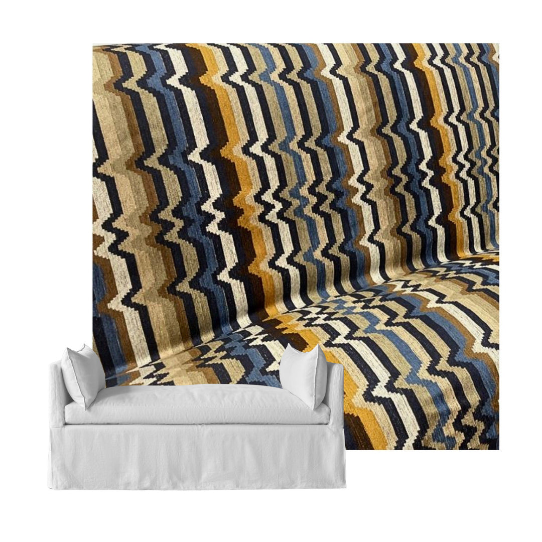 Ultra-soft Blue & Tan Stripe Chenille Custom Daybed Cover