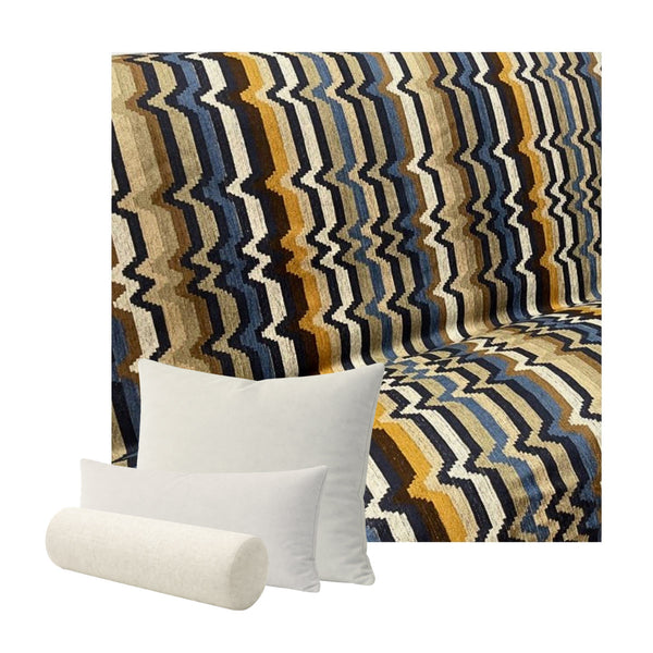 Ultra-soft Blue & Tan Stripe Chenille Custom Pillow Cover