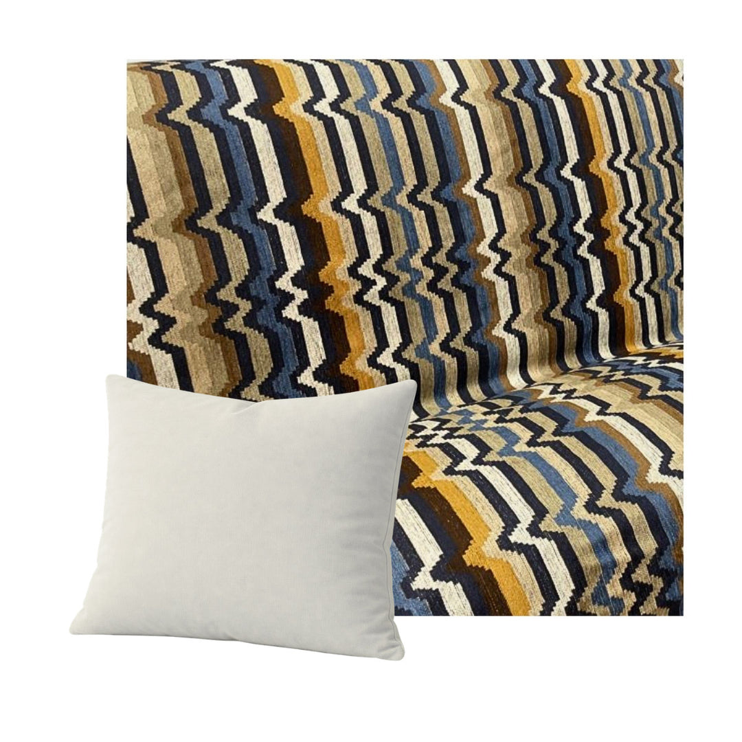 Ultra-soft Blue & Tan Stripe Chenille Throw Pillow