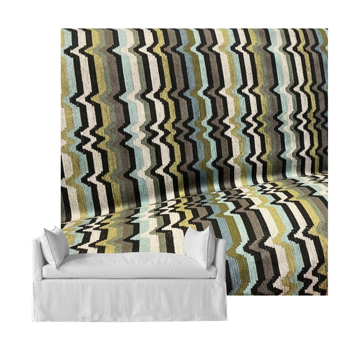 Ultra-soft Sage &amp; Taupe Stripe Chenille Custom Daybed Cover