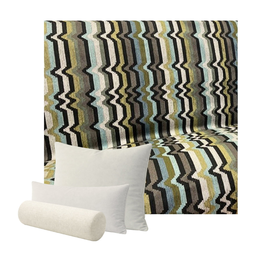 Ultra-soft Sage & Taupe Stripe Chenille Custom Pillow Cover