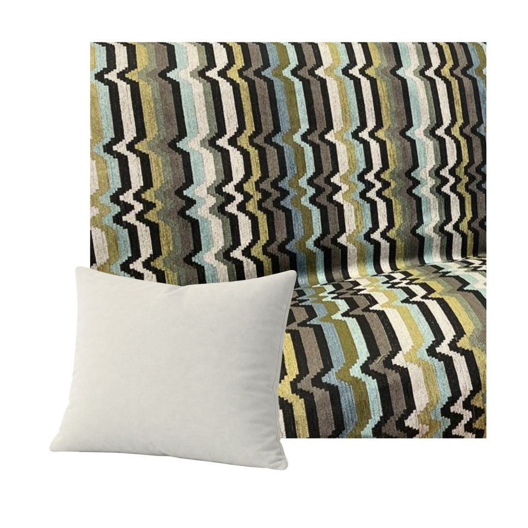 Ultra-soft Sage & Taupe Stripe Chenille Throw Pillow