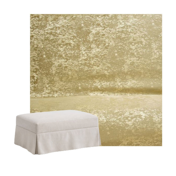 Textured Gold Custom Ottoman Slipcover