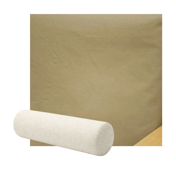 Solid Khaki Linen Bolster Pillow