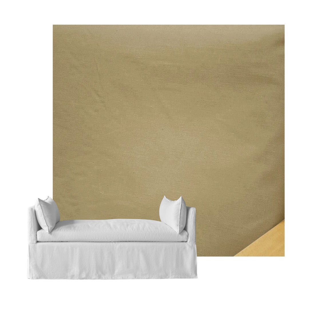 Solid Khaki Linen Custom Daybed Cover