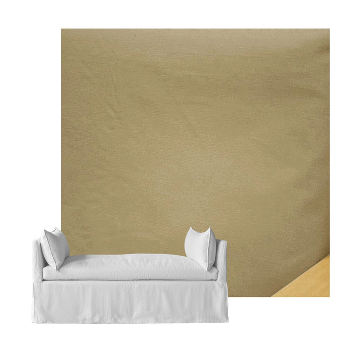 Solid Khaki Linen Custom Daybed Cover