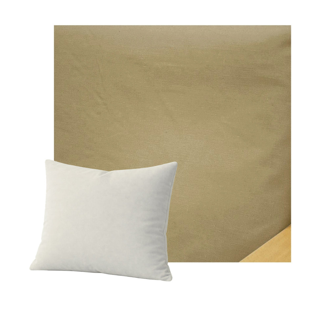 Solid Khaki Linen Throw Pillow