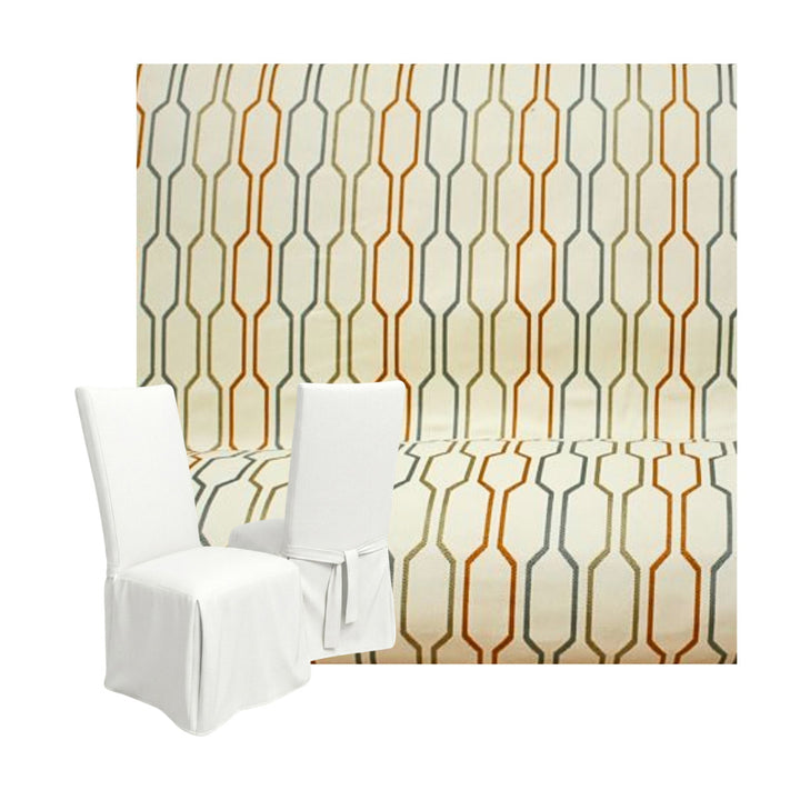 Mid-Century Chain Stripe Custom Dining Chair Cover