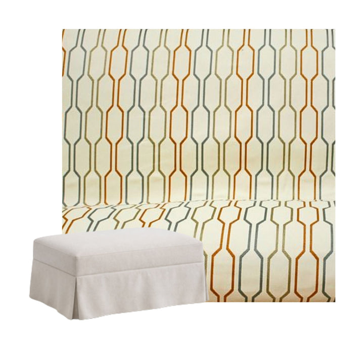 Mid-Century Chain Stripe Custom Ottoman Slipcover