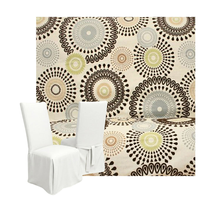 Geometric Earth Tones Linen Custom Dining Chair Cover