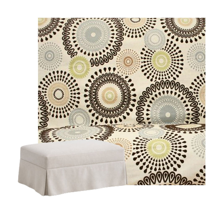 Geometric Earth Tones Linen Custom Ottoman Slipcover