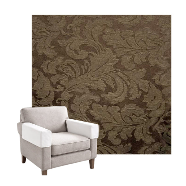 Chocolate Brown Floral Damask Custom Armrest Cover