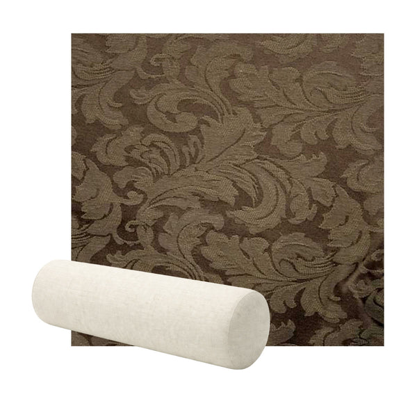 Chocolate Brown Floral Damask Bolster Pillow