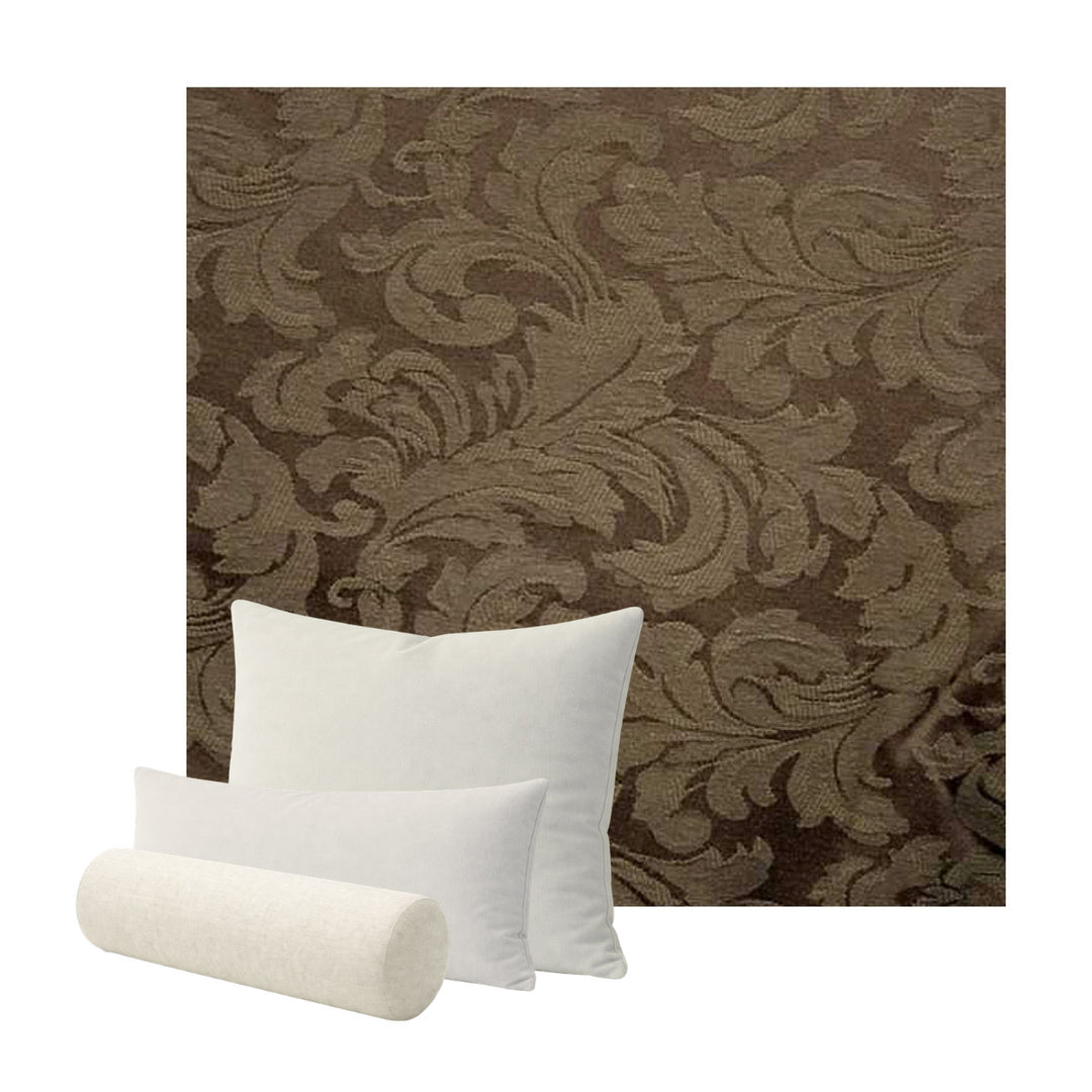 Chocolate Brown Floral Damask Custom Pillow Cover