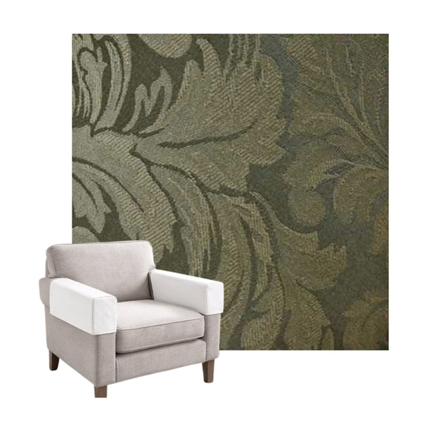 Olive Green Floral Damask Custom Armrest Cover