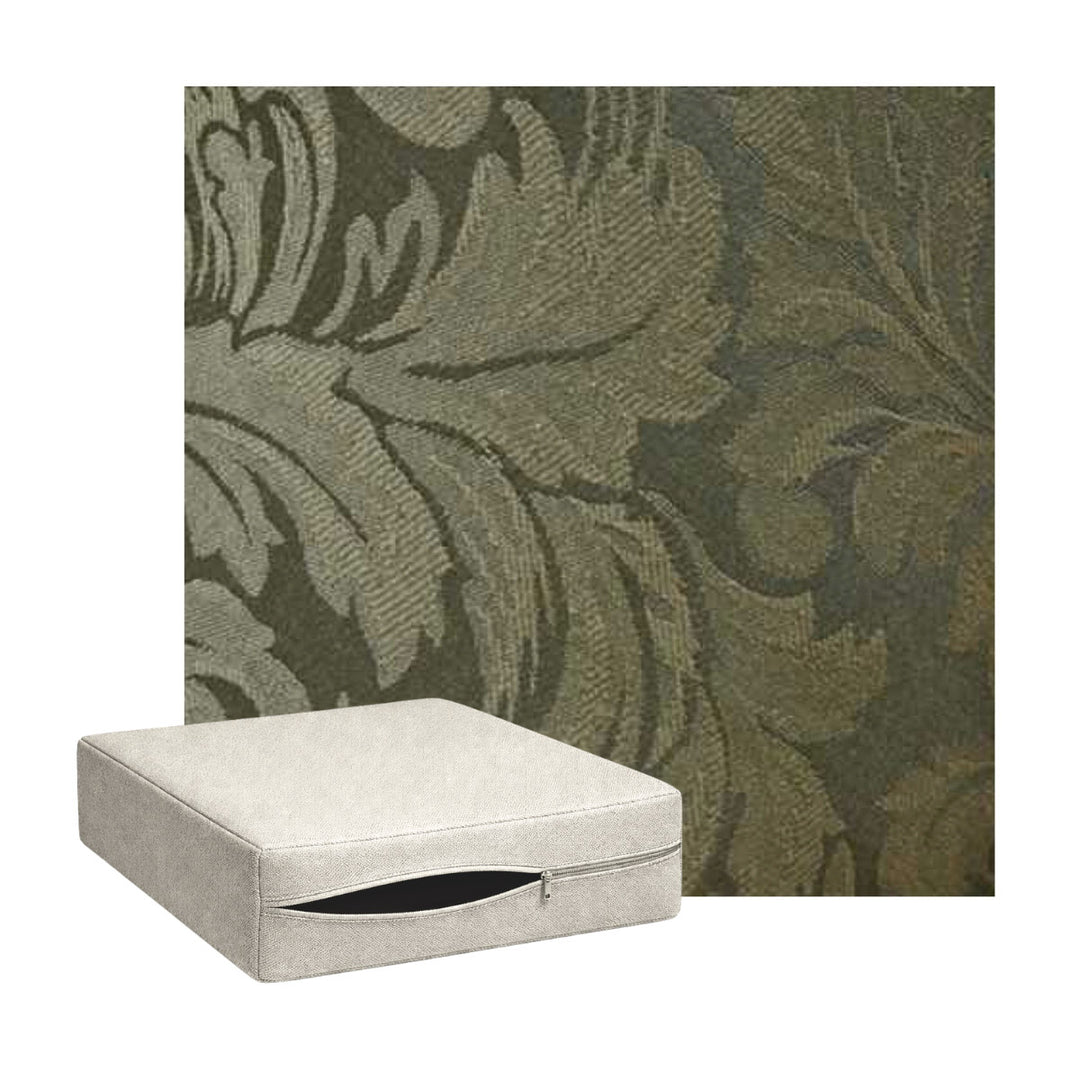 Olive Green Floral Damask Custom Cushion Cover